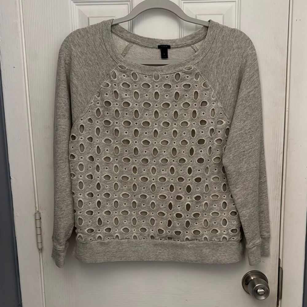 J. Crew Gray Eyelet Women's Sweater